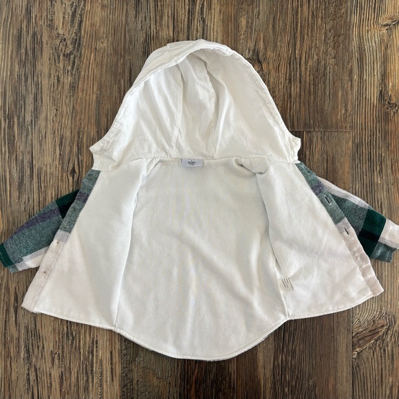 OLIVE+SCOUT Boys 6-12 Months Timber Shacket Green Plaid Hooded Flannel Jacket - Picture 3 of 10